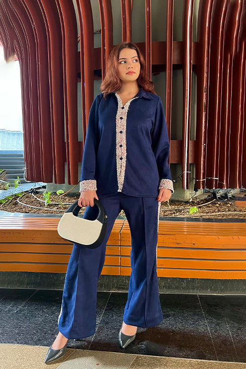 Lyla Blue Suede Coord Set